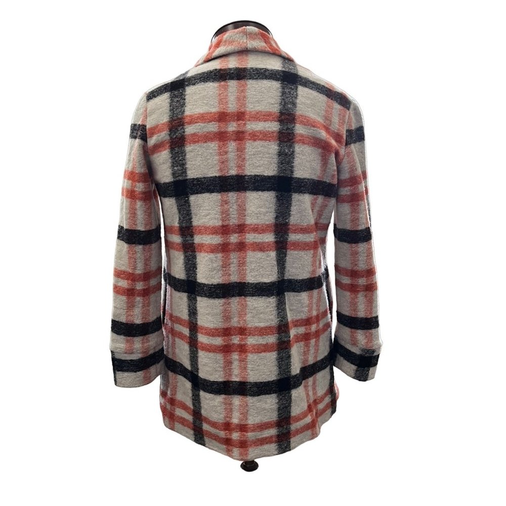 Cartonnier Anthropologie Hetty Wool Blend Plaid Coat Red Black Gray Size Small - Picture 4 of 8
